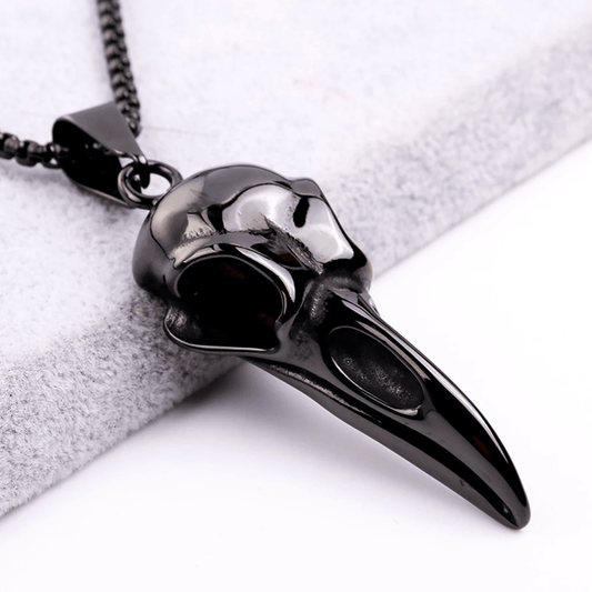 Crow Head Skull Pendant Necklace