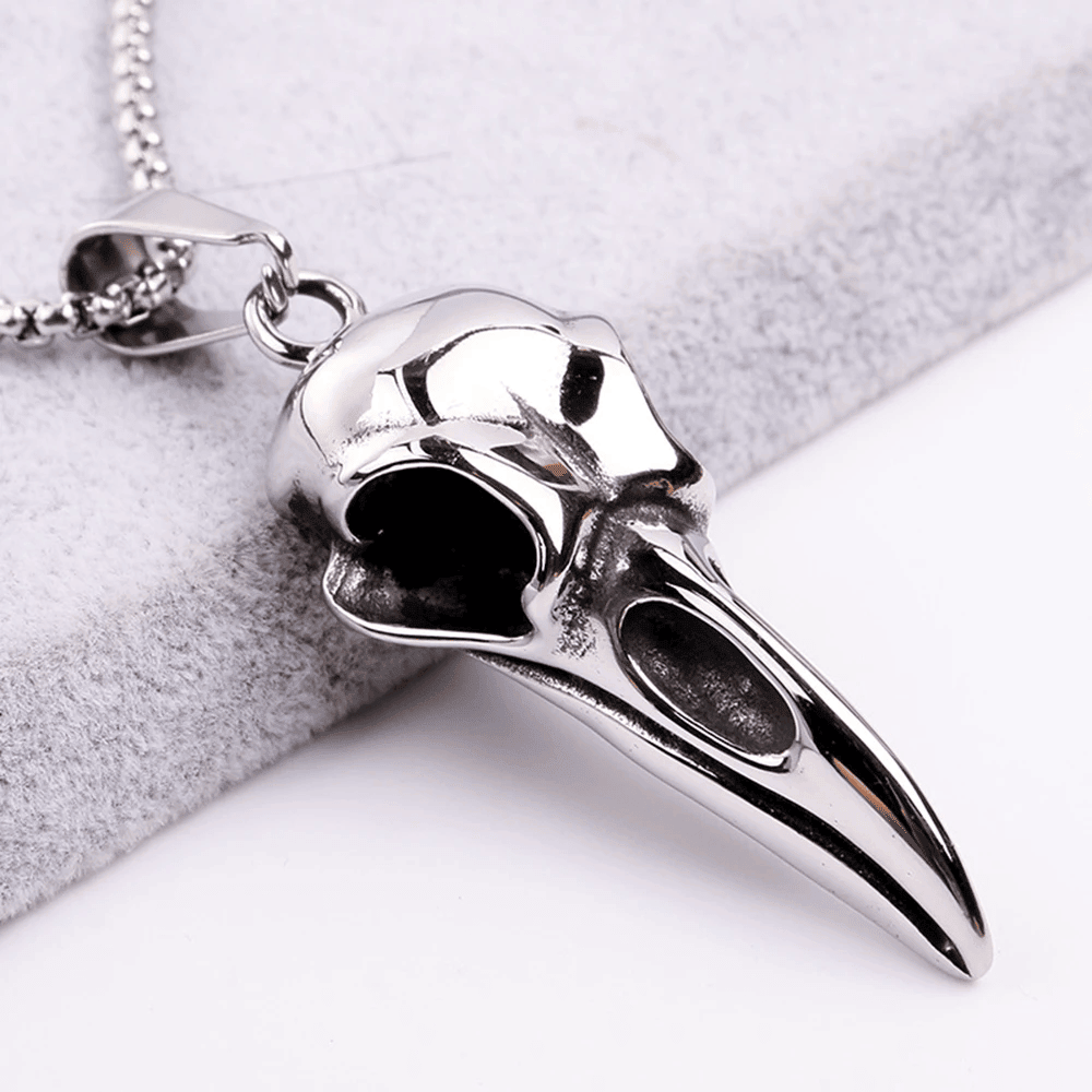 Crow Head Skull Pendant Necklace