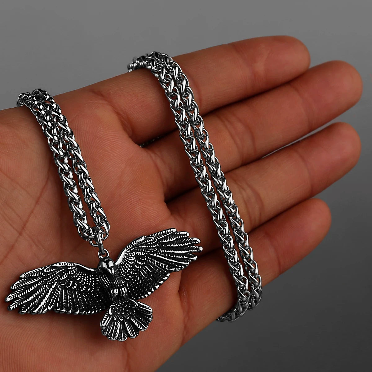 Crow Unisex Stainless Steel Pend ant Necklace