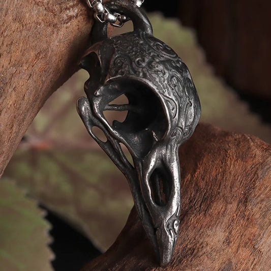 Crow Skull Pendant Necklace