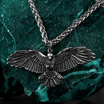 Crow Unisex Stainless Steel Pend ant Necklace