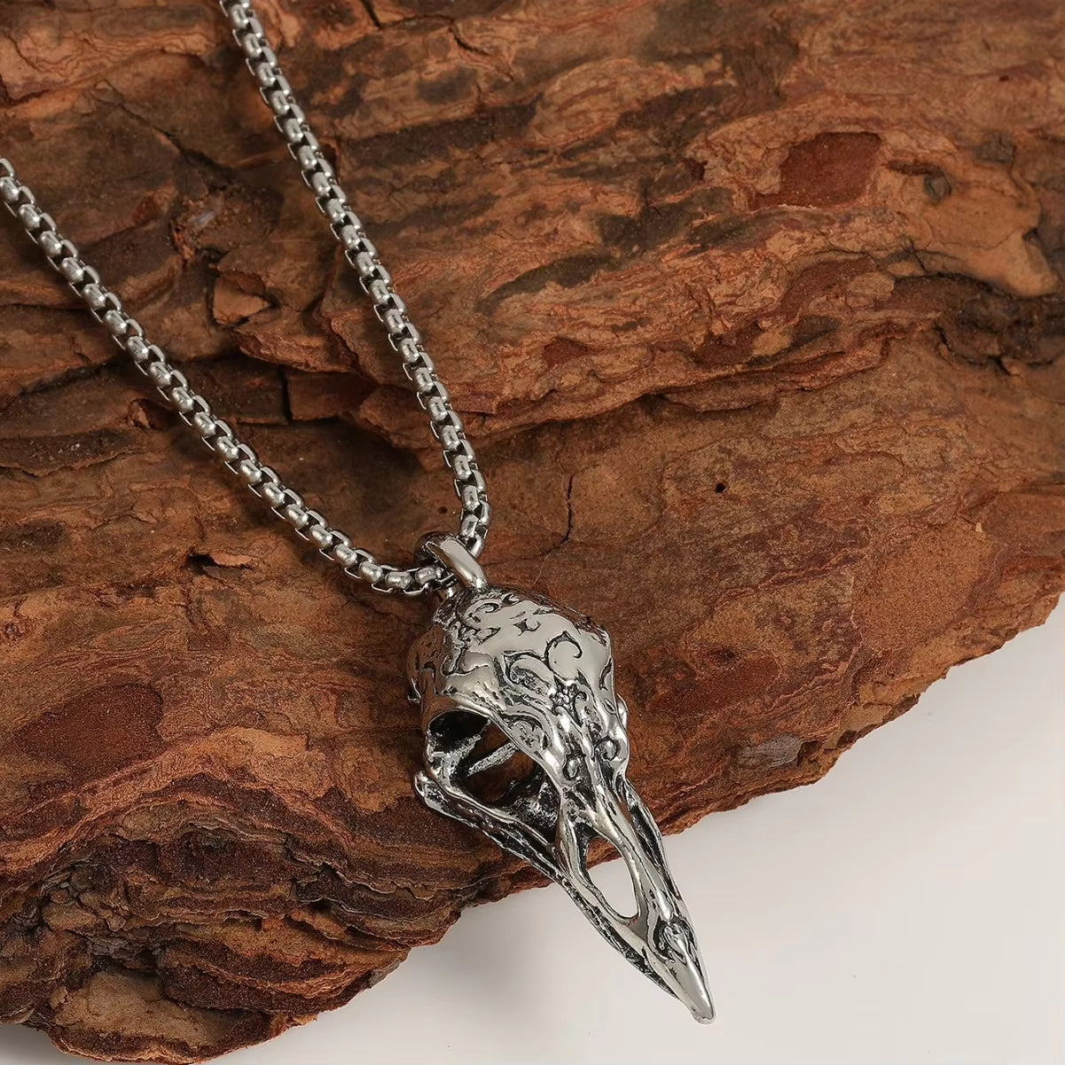 Crow Skull Pendant Necklace